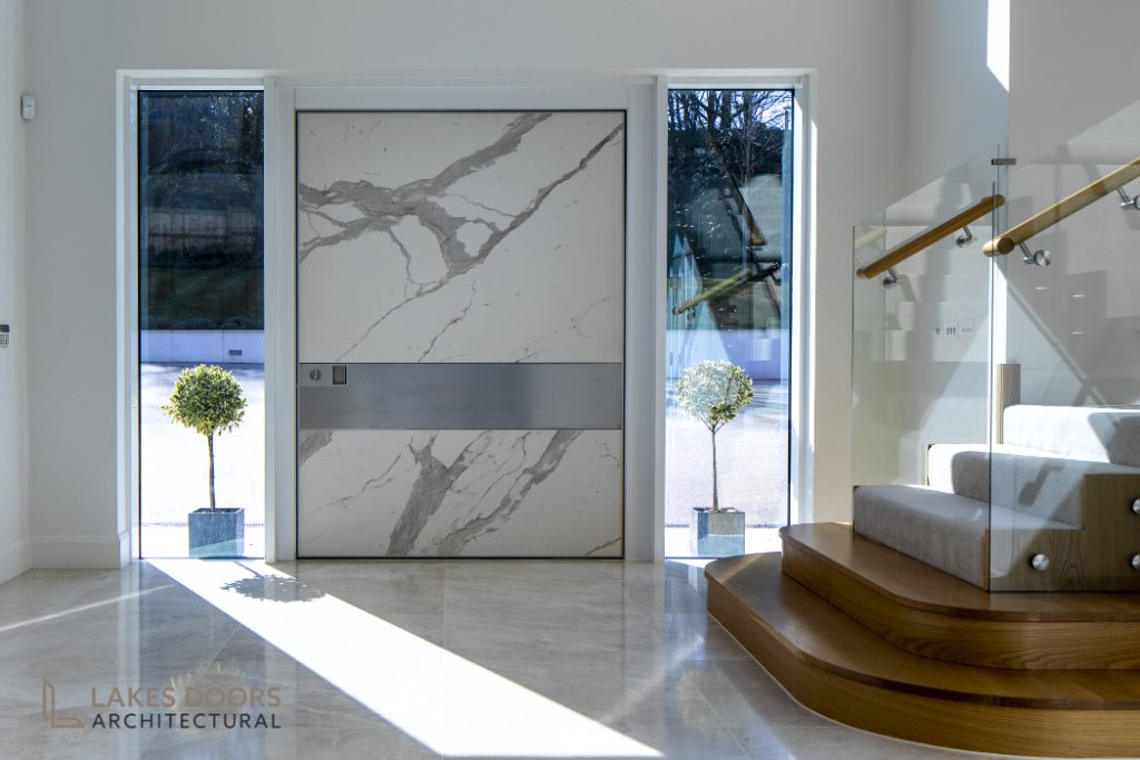 White Marble Pivot Door